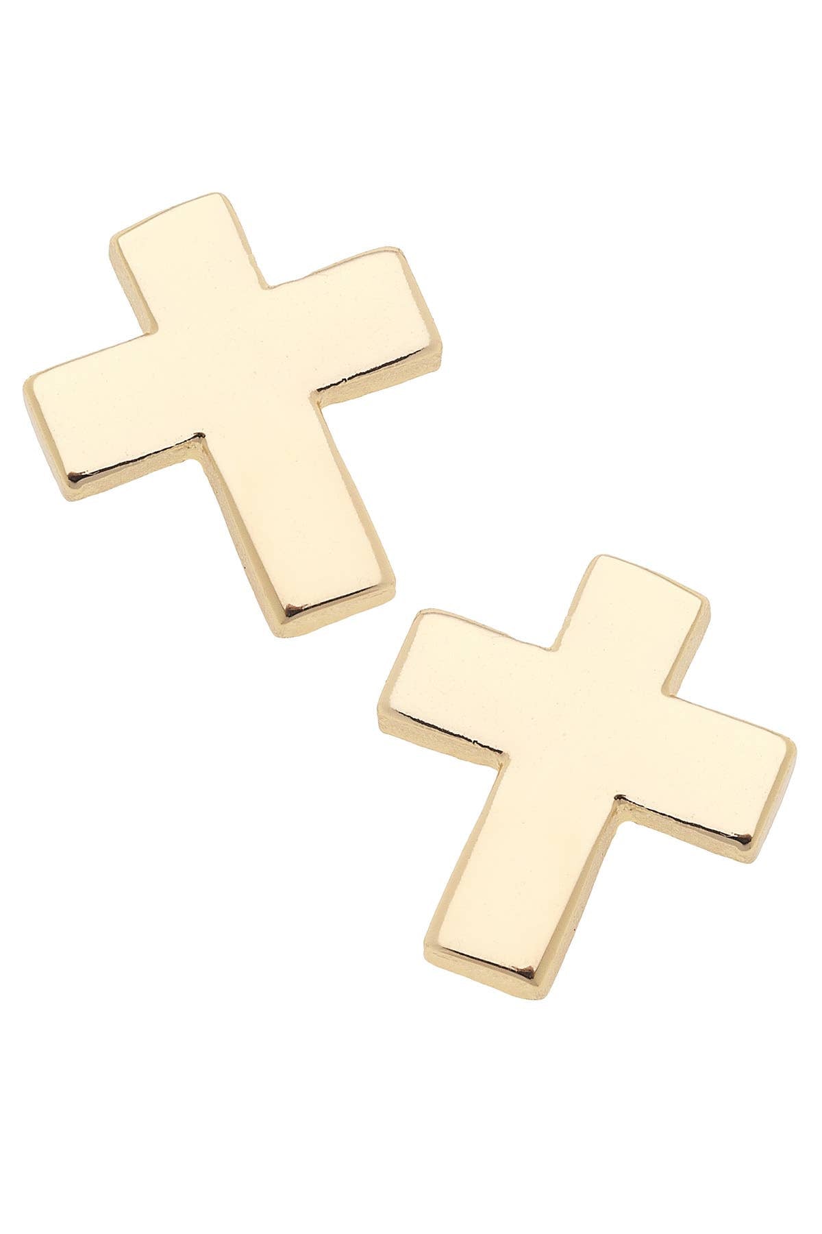 Portia Cross Stud, Shiny Gold