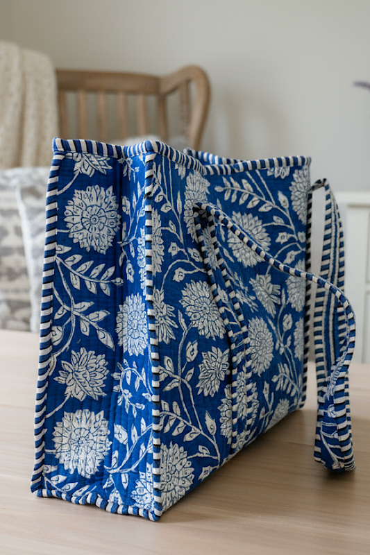 Molly, Blue & White Quilted Bag