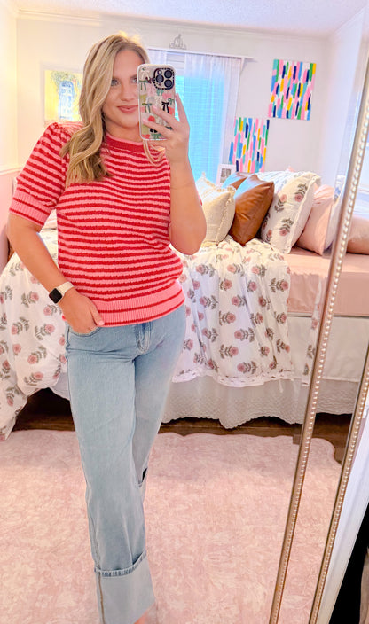 Elliott Top, Pink + Red
