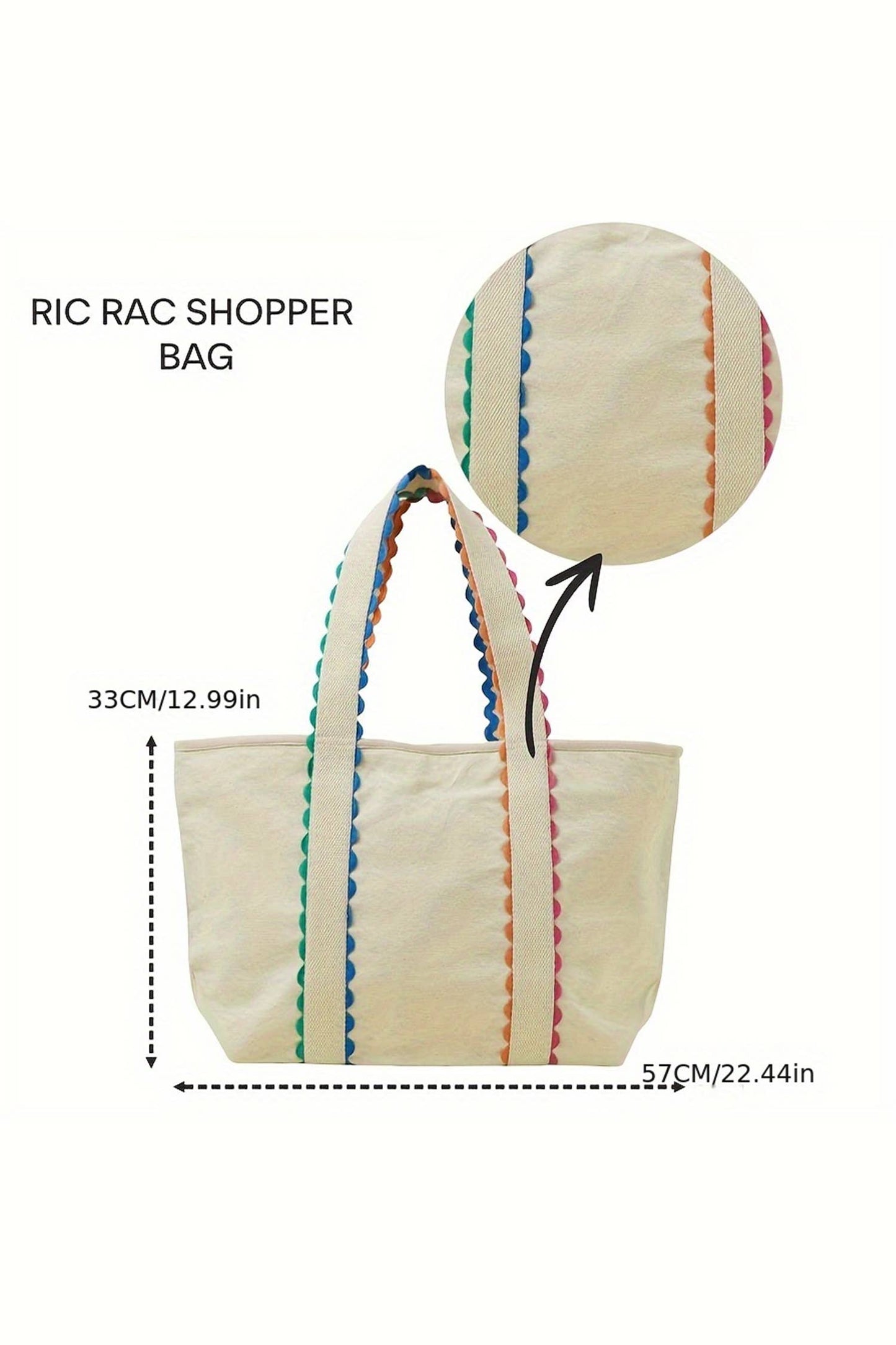 Canvas Tote, Colorful RicRac