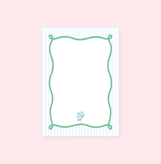 Blue Stripe Flower Notepad