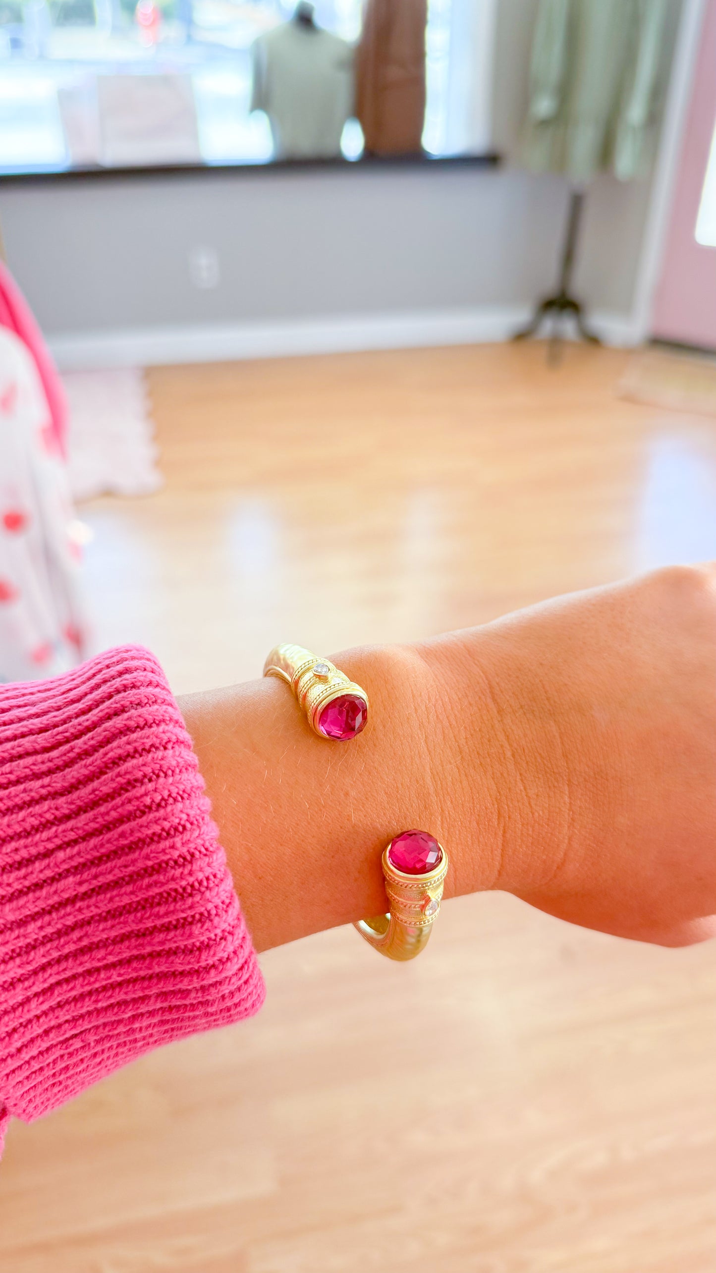 Jessilyn Bracelet, Gold + Fuchsia