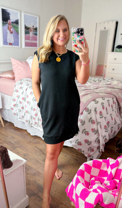 Quinn Quilted Dress, Black
