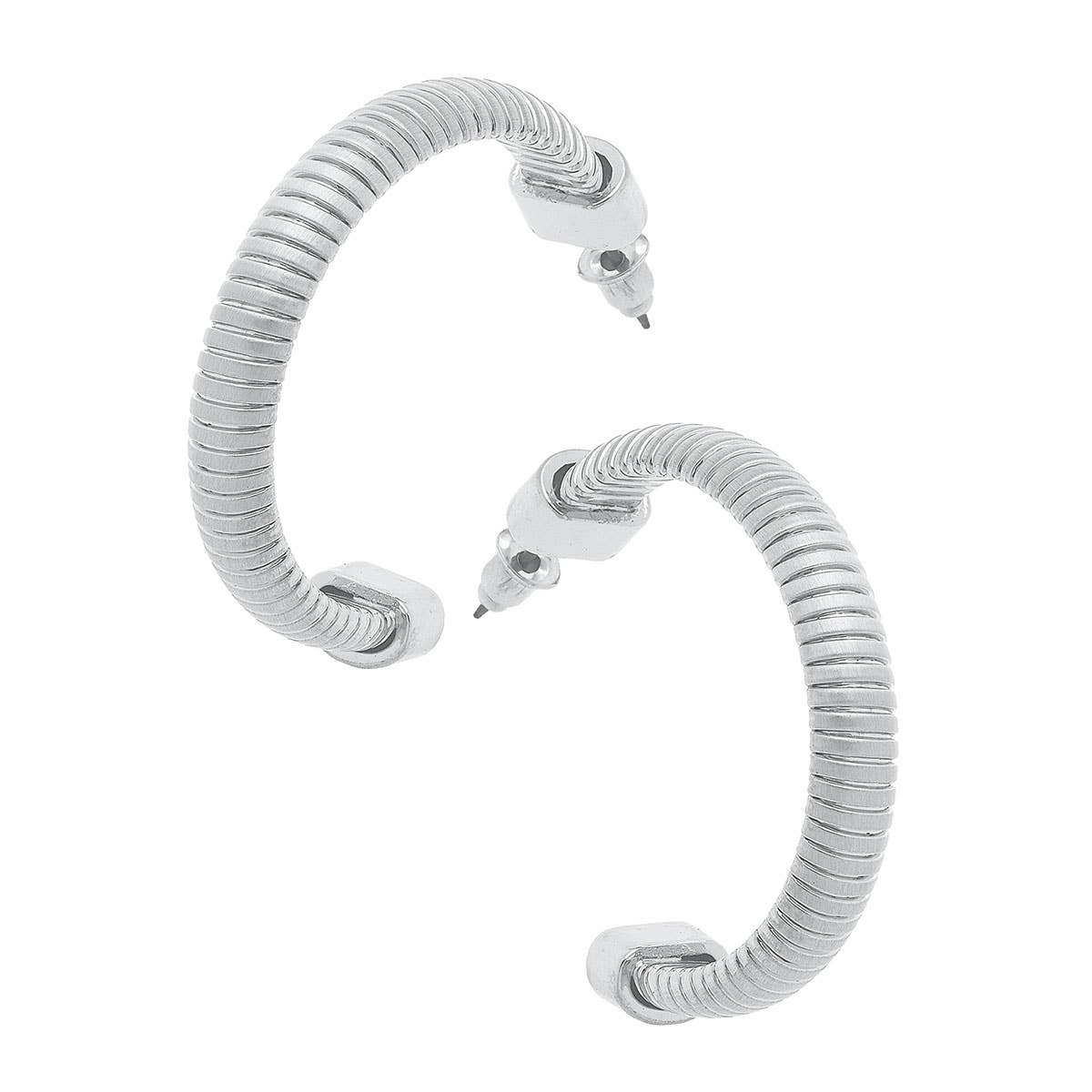 Constance Watchband Hoops, Silver