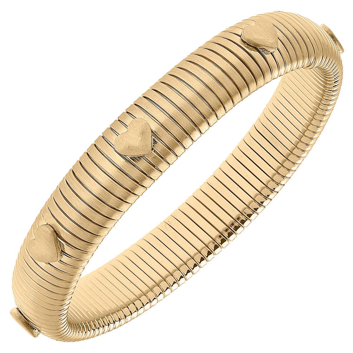 Constance Heart Watchband Bangle, Satin Gold