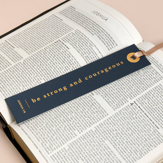 Be Strong And Courageous Bookmark, Navy