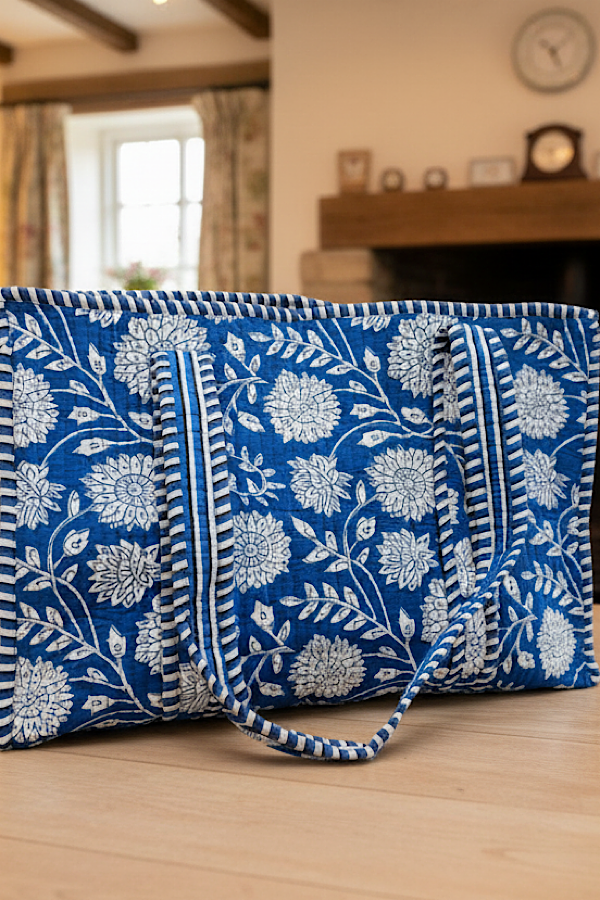 Molly, Blue & White Quilted Bag