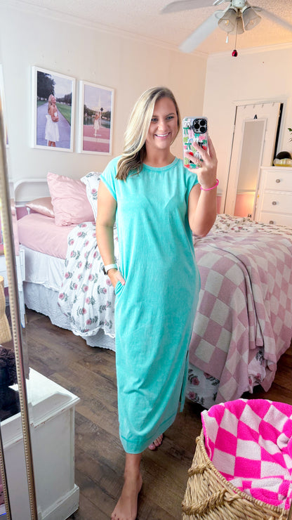 Everyday Tee Dress, Distressed Aqua