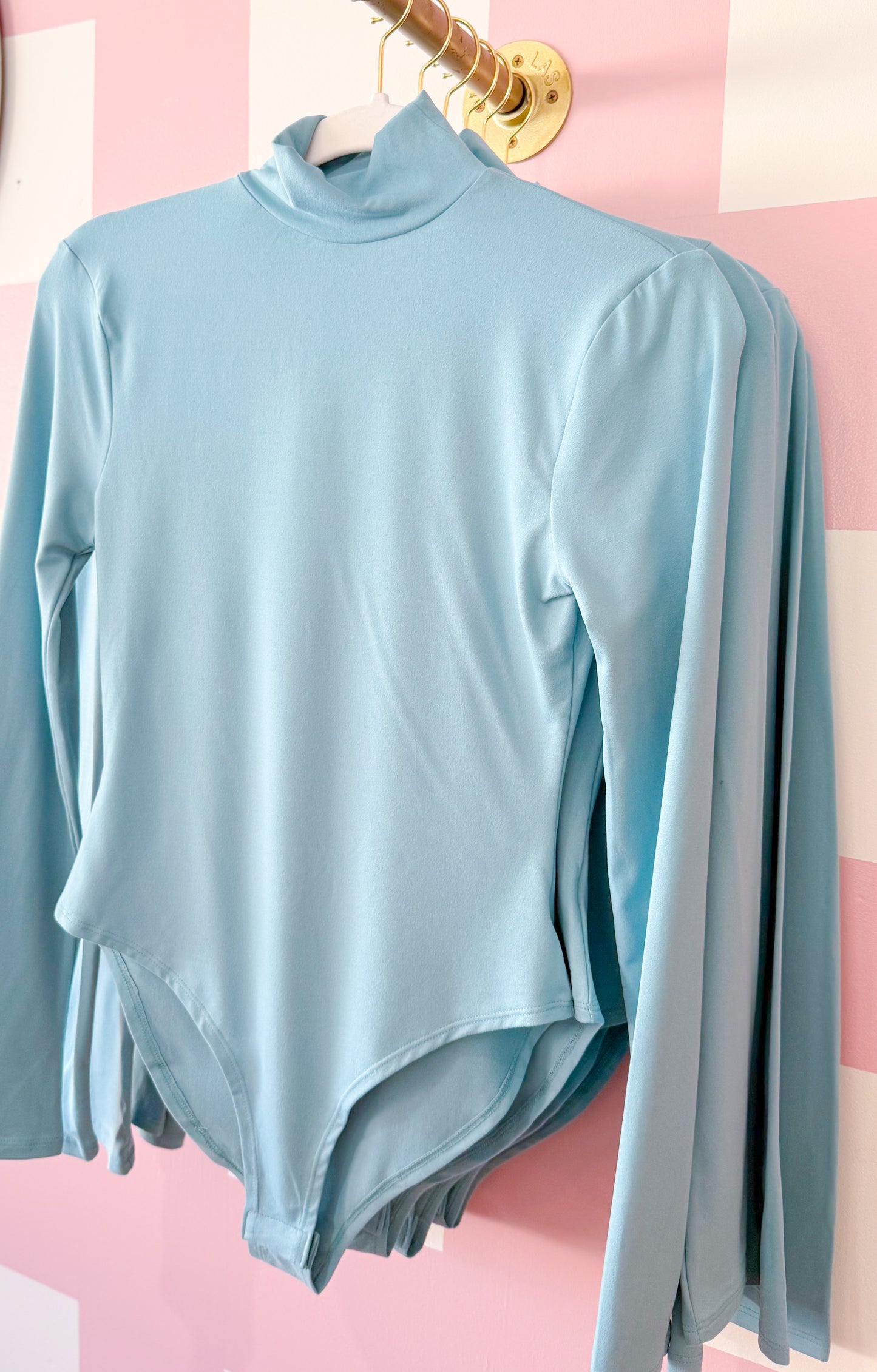 Mock Neck Bodysuit, Dusty Teal