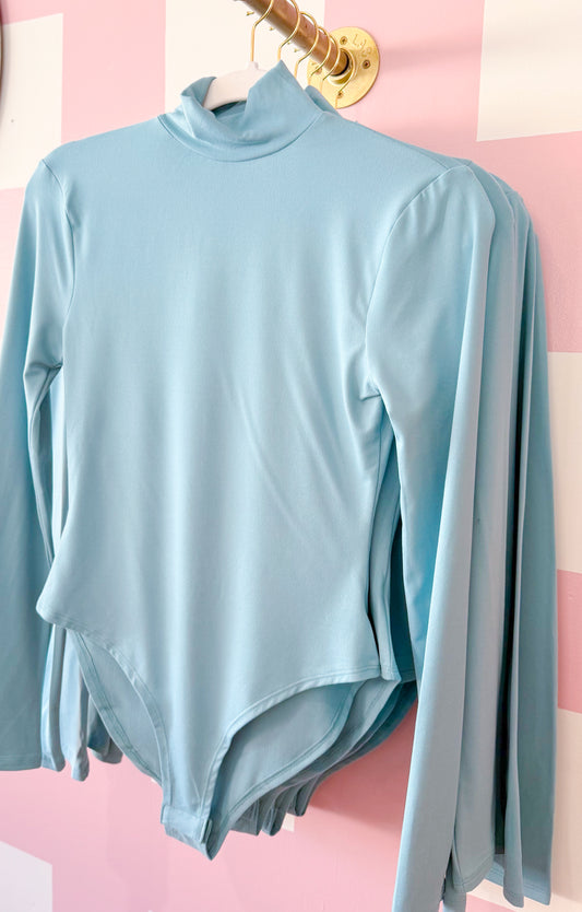 Mock Neck Bodysuit, Dusty Teal