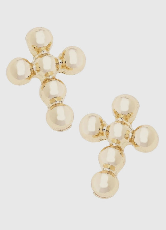 Millie Cross Studs, Gold