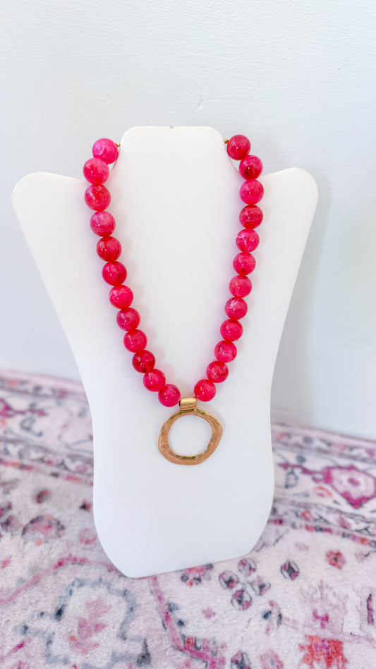 Annie Pendant Necklace, Pink