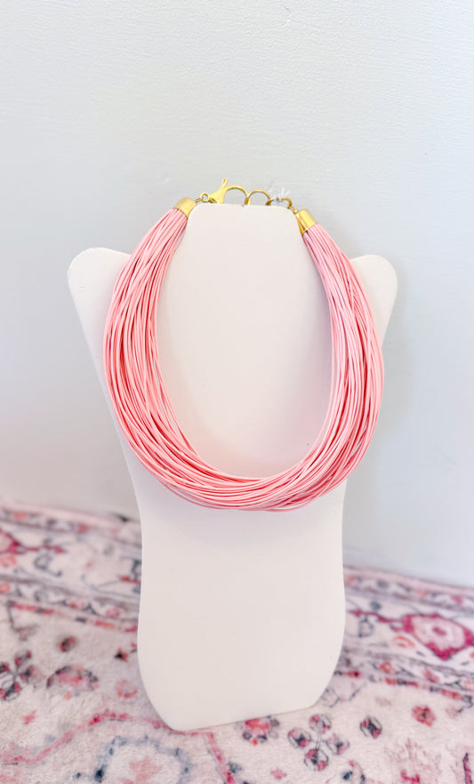 Mini Crisp Layered Necklace, Blush Pink