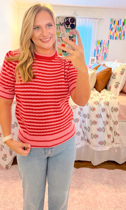 Elliott Top, Pink + Red