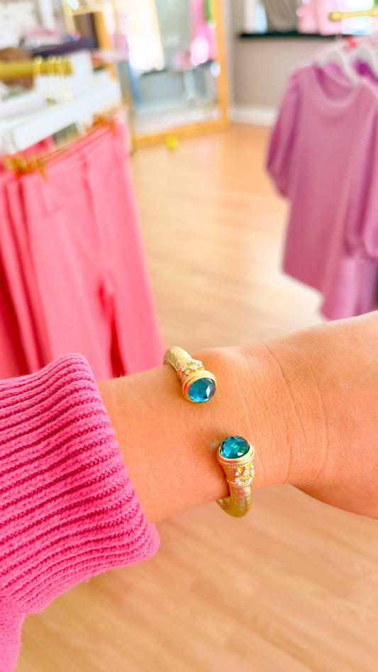 Jessilyn Bracelet, Gold + Blue