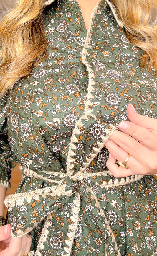 Pin Pocket Floral, Deep Olive