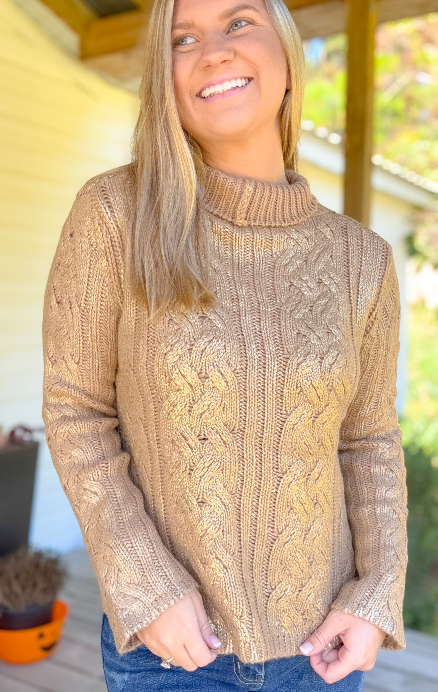 Sawyer Mock Neck, Gold Cable