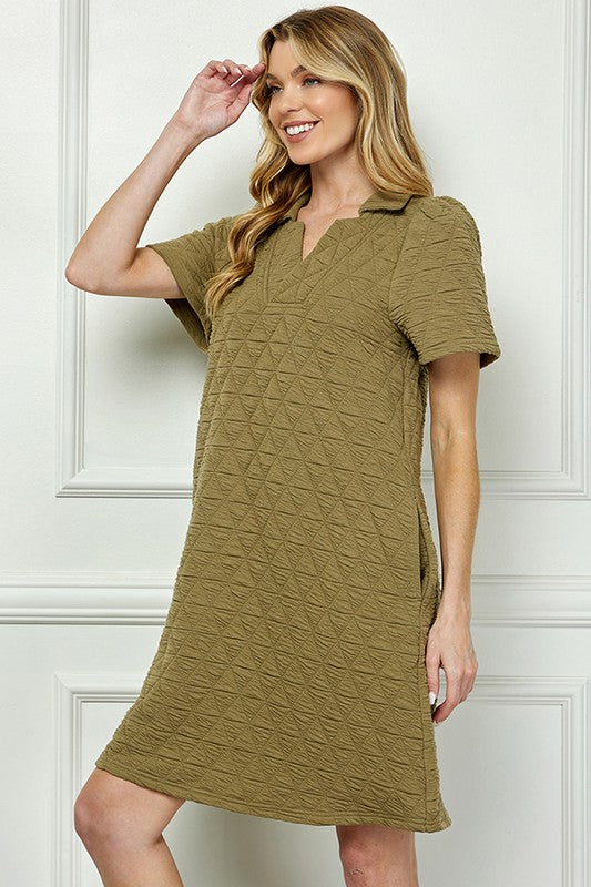 Colleen Collared Dress, Olive (+ size)