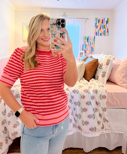 Elliott Top, Pink + Red