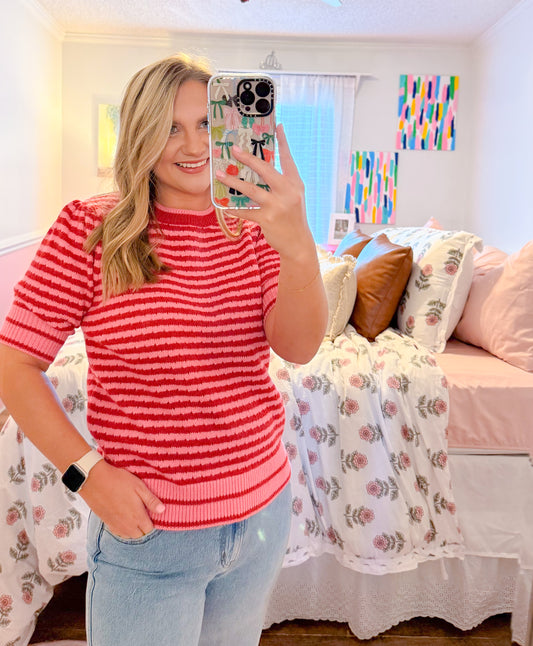 Elliott Top, Pink + Red