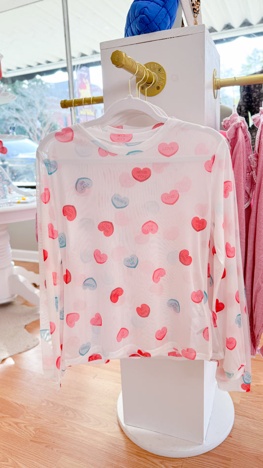 Mesh Layering Top, Conversation Heart