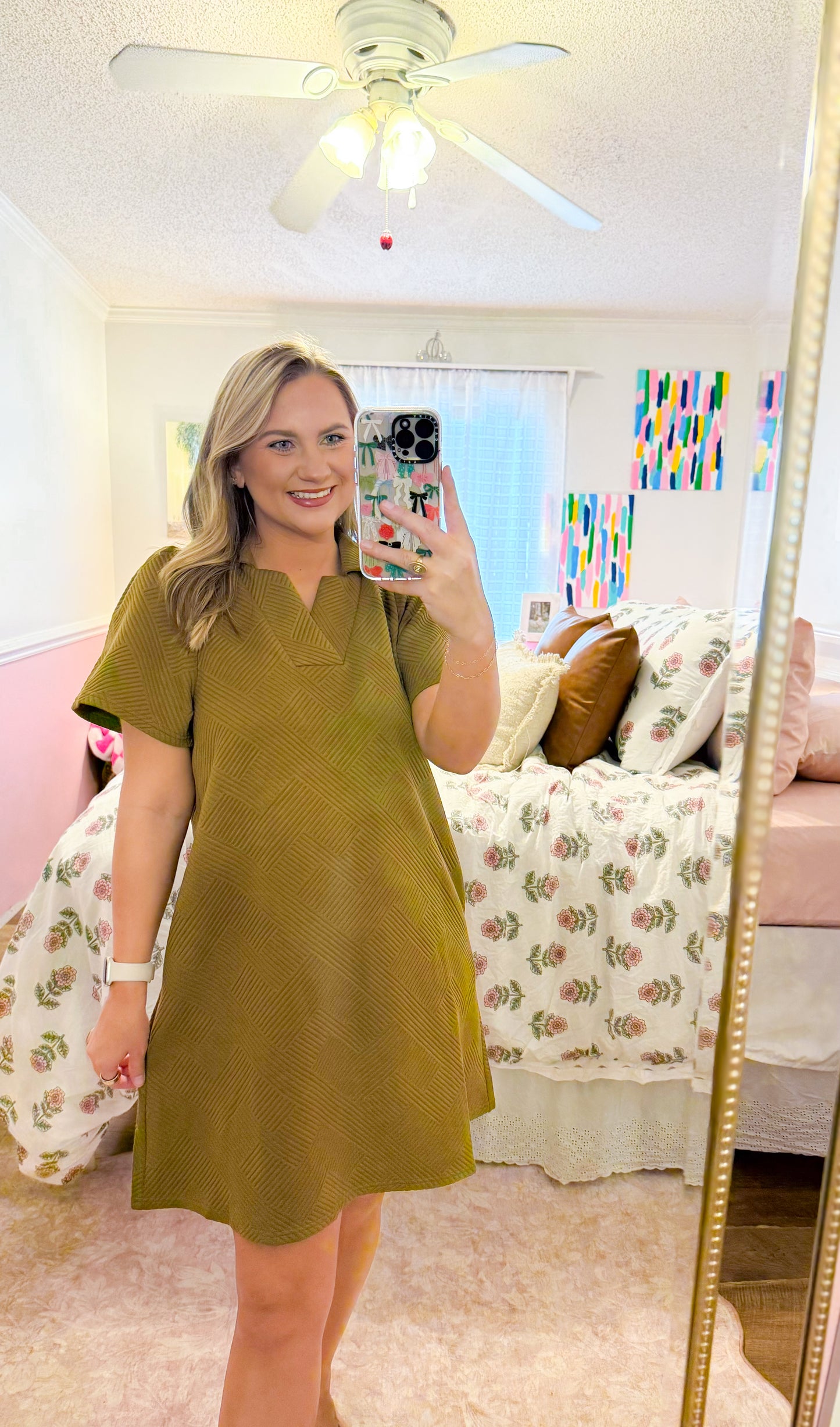 Quilted Dreams Dress, Olive