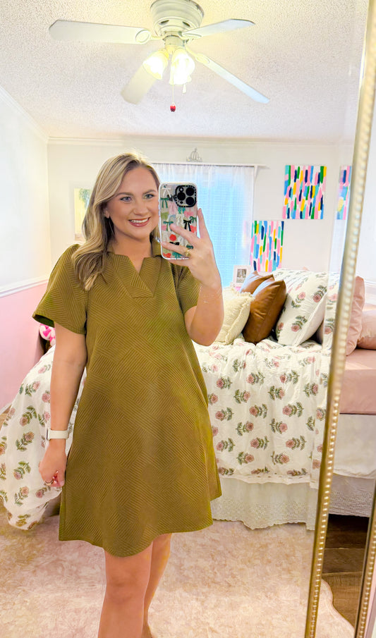 Quilted Dreams Dress, Olive