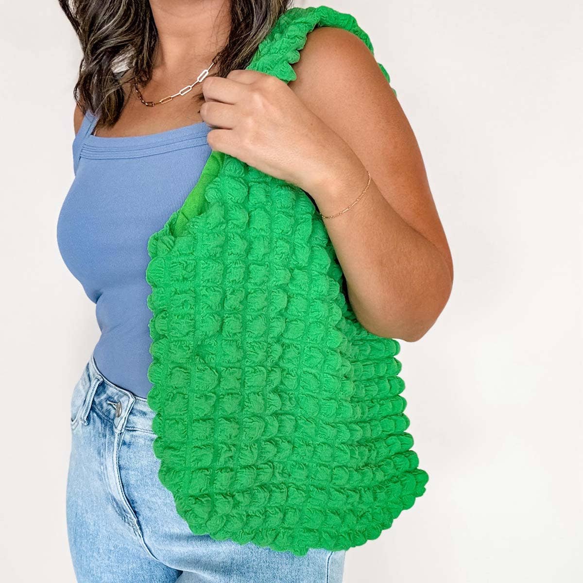 Bubble Tote Bag, Kelly Green