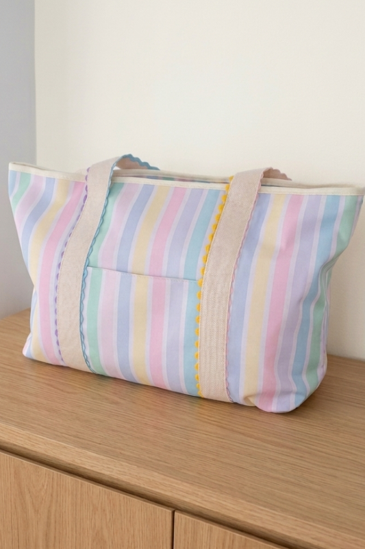 Aurora Canvas Tote, Pastel Stripe