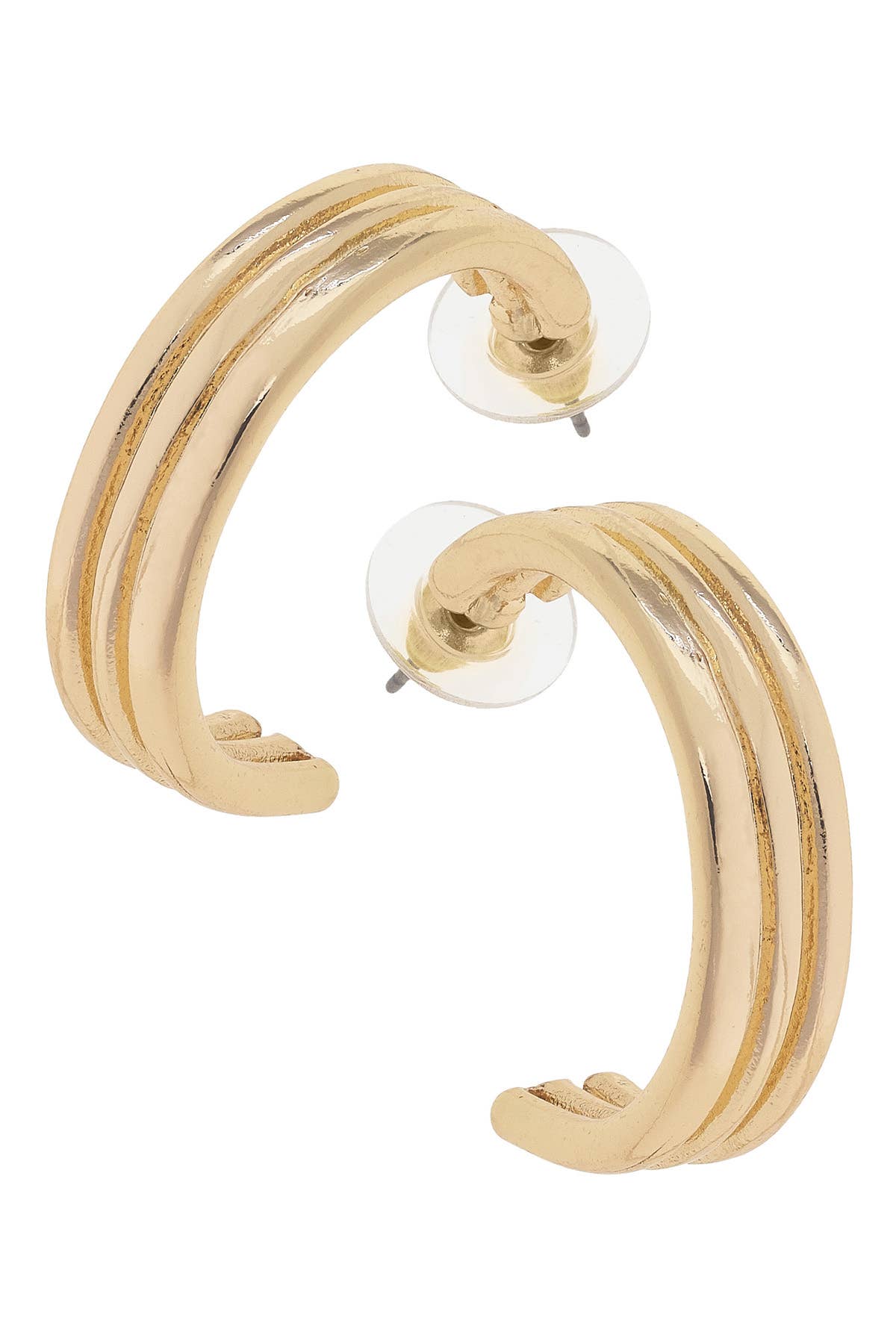 Dolores Ribbed Hoops, Shiny Gold