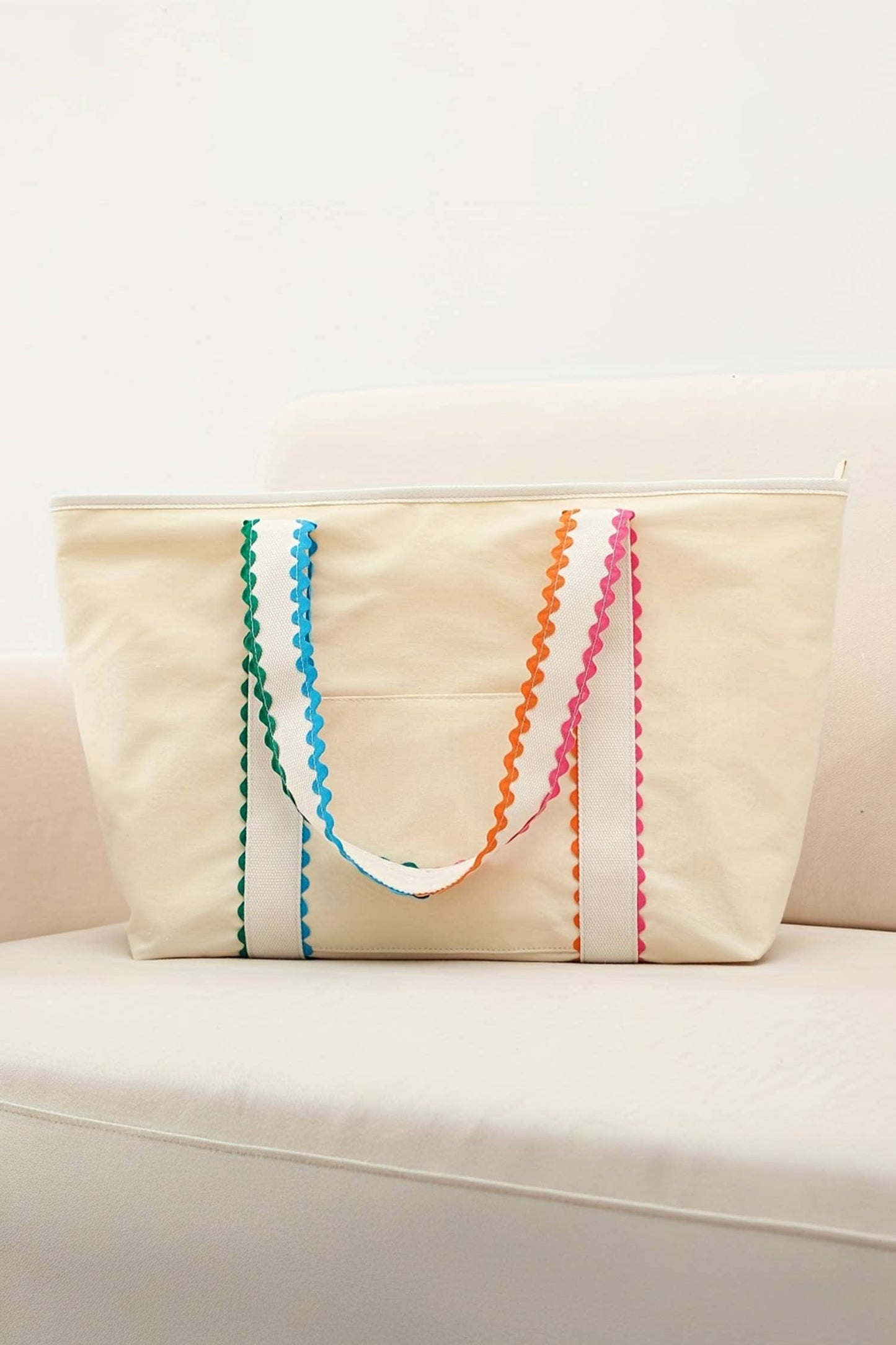 Canvas Tote, Colorful RicRac